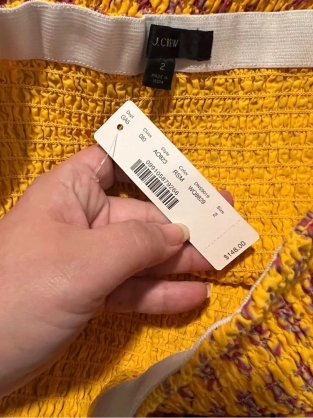 J.Crew Sunny Block Print Midi Skirt NWT Size 2 Boho Summer Yellow Cotton - Picture 6 of 8